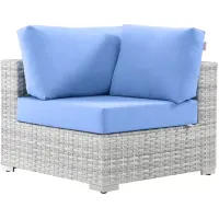 Modway Convene Outdoor Patio Corner Chair in Light Gray & Light Blue