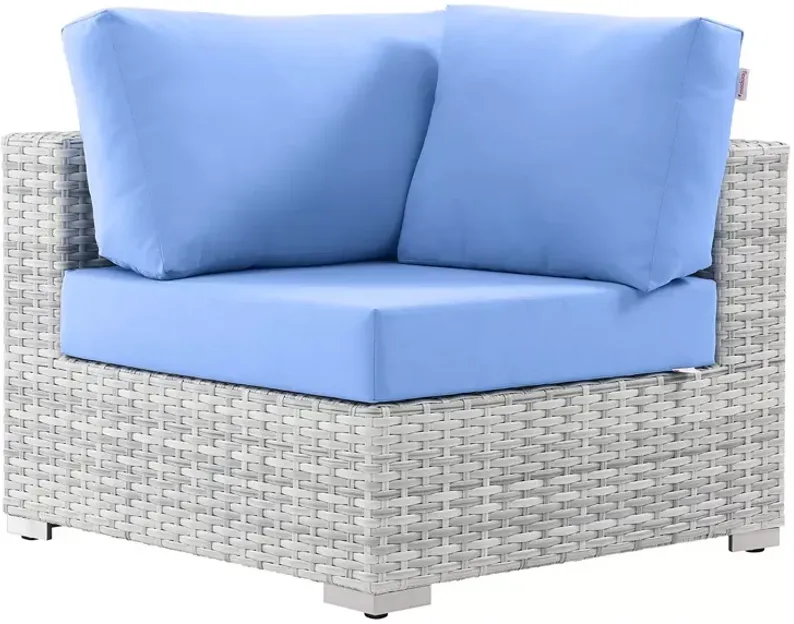 Modway Convene Outdoor Patio Corner Chair in Light Gray & Light Blue