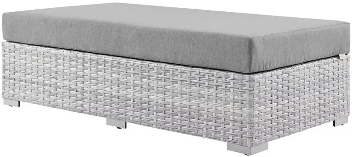 Modway Convene Outdoor Patio Rectangular Ottoman in Light Gray