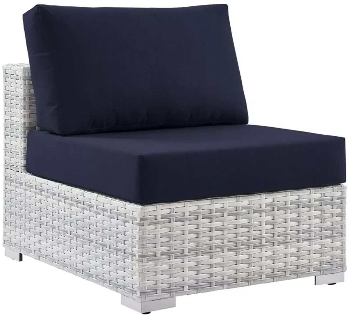 Modway Convene Outdoor Patio Armless Chair in Light Gray & Navy