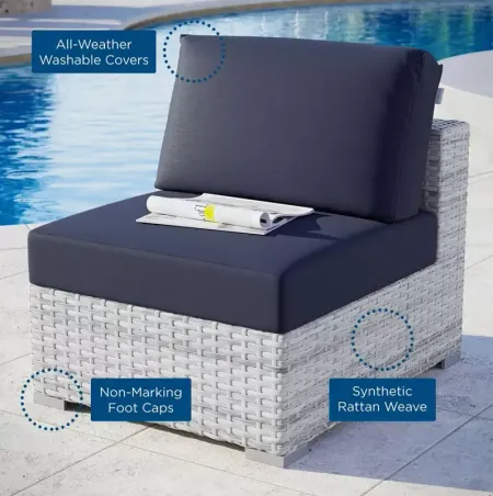 Modway Convene Outdoor Patio Armless Chair in Light Gray & Navy
