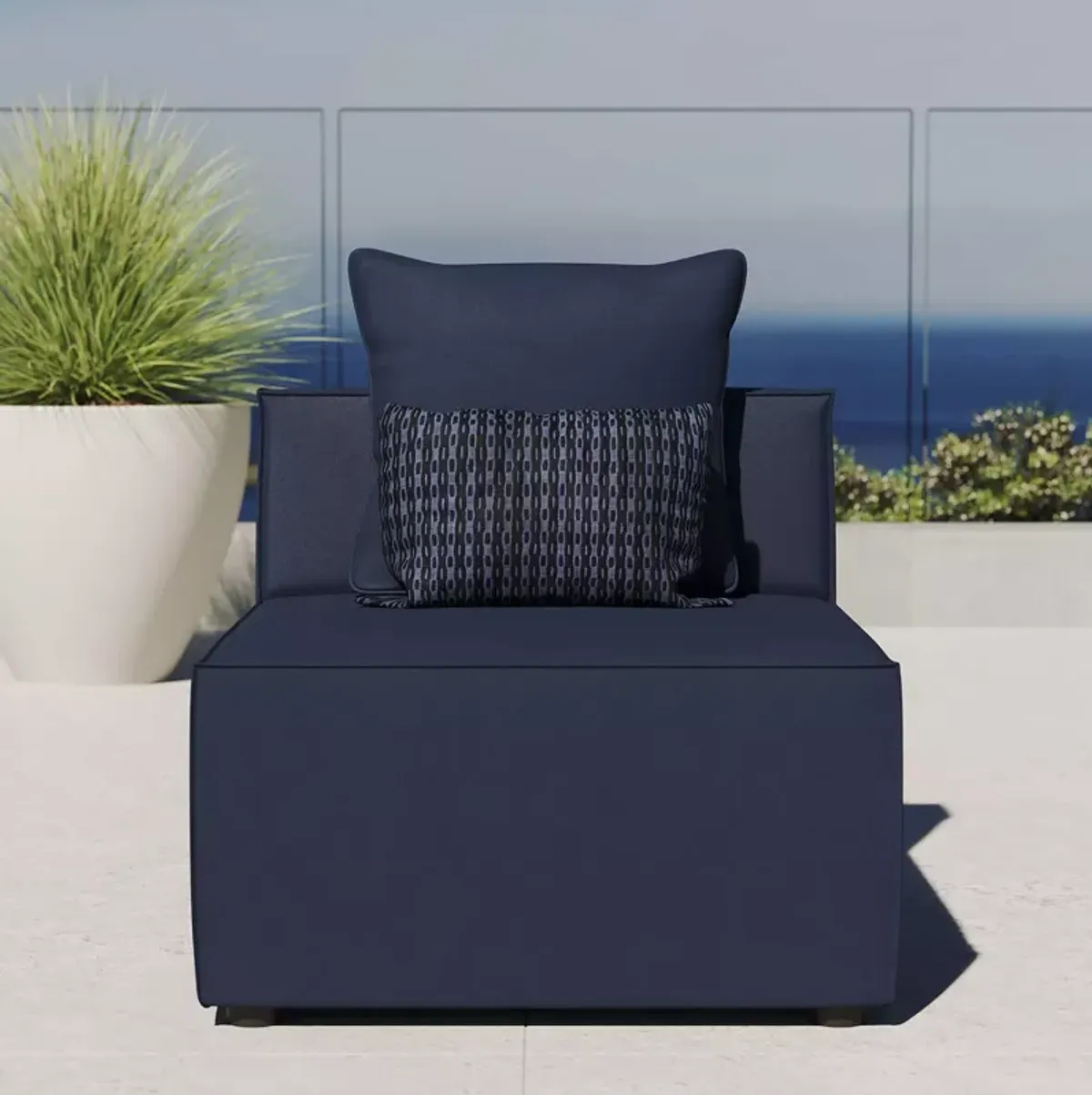 Modway Saybrook Outdoor Patio Upholstered Sectional Sofa Armless Chair