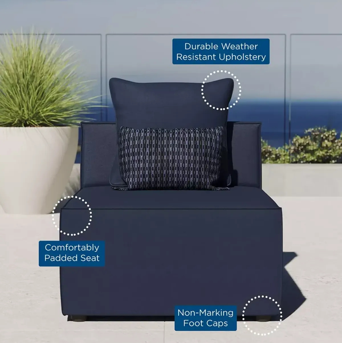 Modway Saybrook Outdoor Patio Upholstered Sectional Sofa Armless Chair