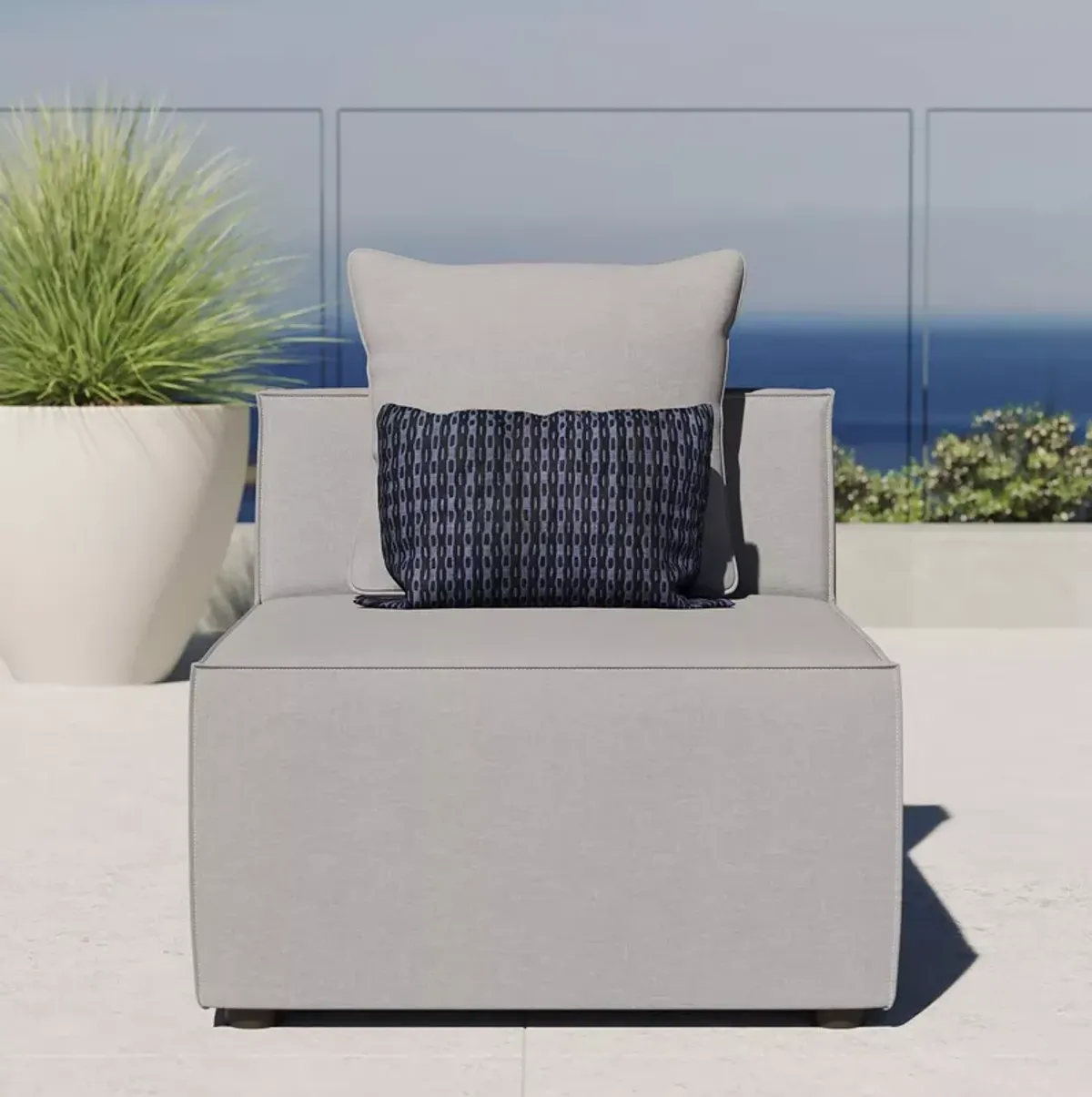 Modway Saybrook Outdoor Patio Upholstered Sectional Sofa Armless Chair