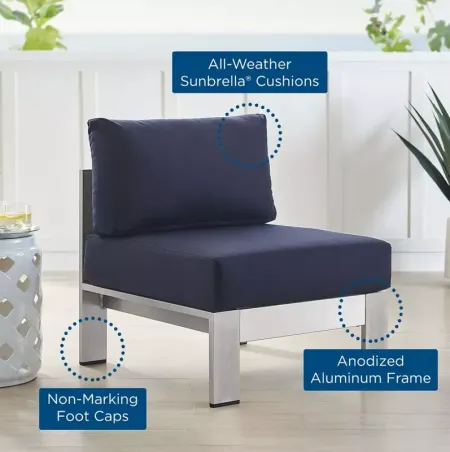 Modway Shore SunbrellaÂ® Fabric Aluminum Outdoor Patio Armless Chair