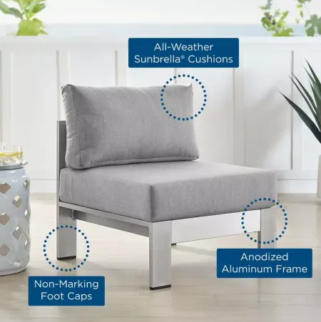 Modway Shore SunbrellaÂ® Fabric Aluminum Outdoor Patio Armless Chair 