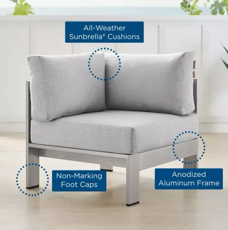 Modway Shore SunbrellaÂ® Fabric Aluminum Outdoor Patio Corner Sofa