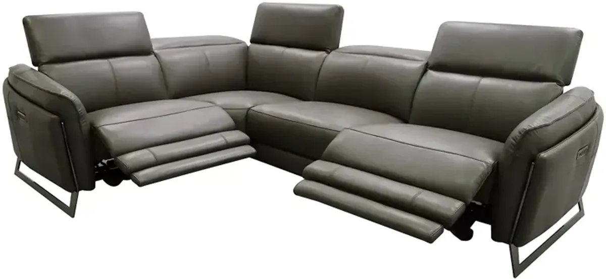 Bloomingdale's 5 Piece Silvio Leather Reclining Sectional 