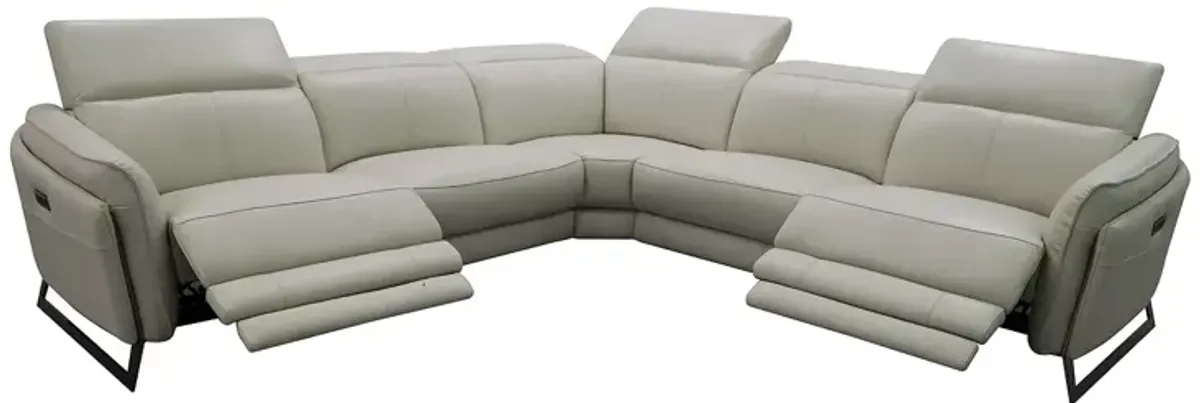 Bloomingdale's 5 Piece Silvio Leather Reclining Sectional 