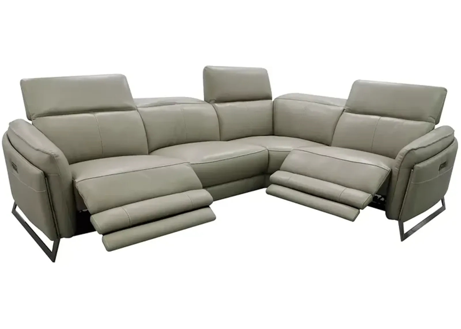 Bloomingdale's 5 Piece Silvio Leather Reclining Sectional 