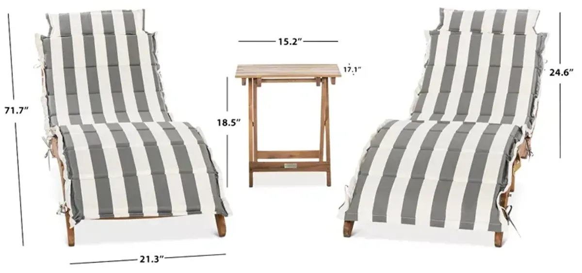 SAFAVIEH Pacifica 3 Piece Outdoor Lounge Set
