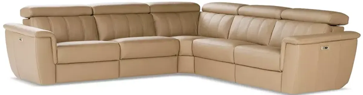 Giuseppi Nicoletti Trevi 5 Piece Power Reclining Leather Sectional 