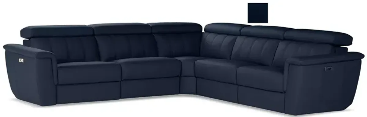 Giuseppi Nicoletti Trevi 5 Piece Power Reclining Leather Sectional 