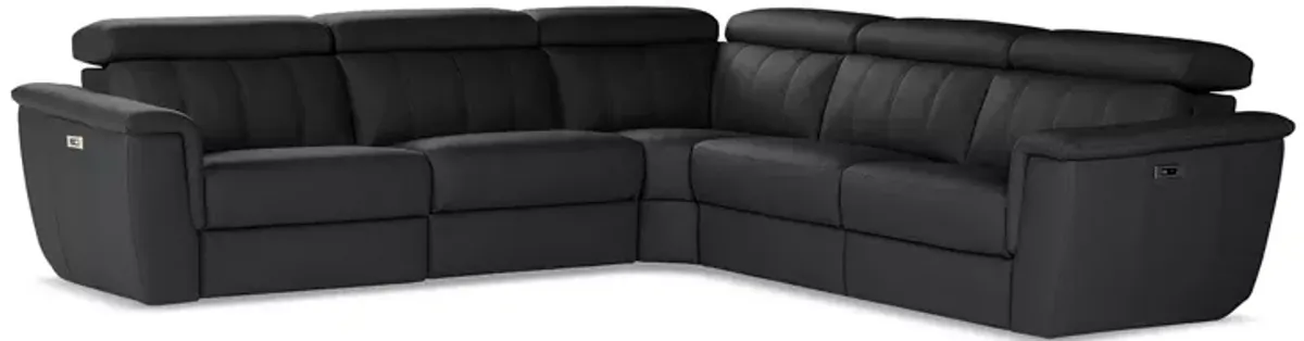 Giuseppi Nicoletti Trevi 5 Piece Power Reclining Leather Sectional 