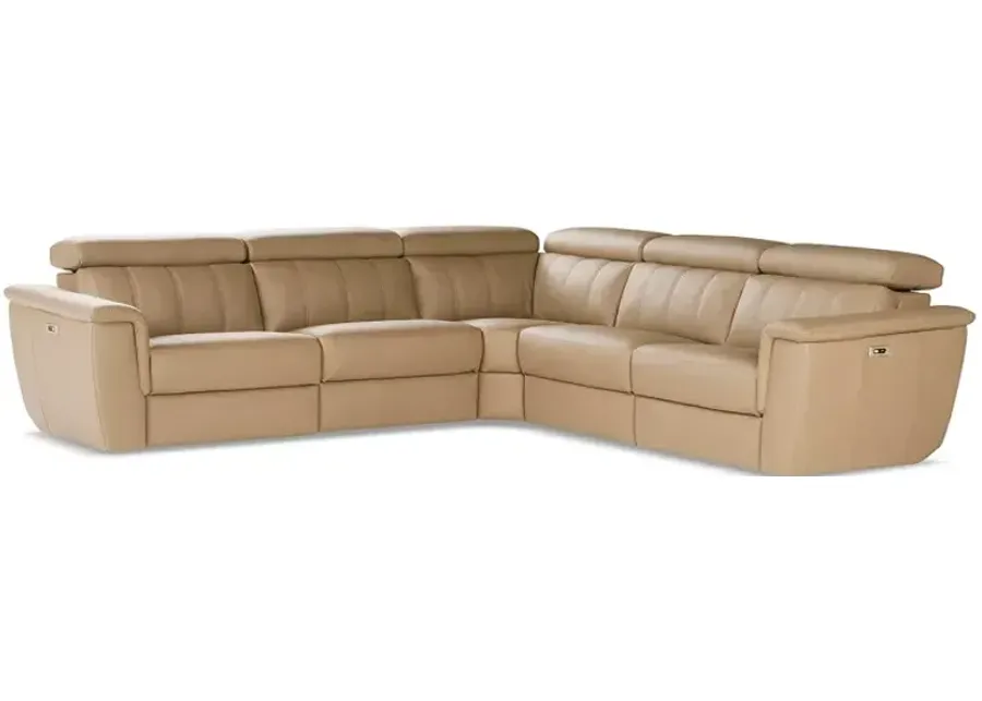 Giuseppi Nicoletti Trevi 5 Piece Power Reclining Leather Sectional 