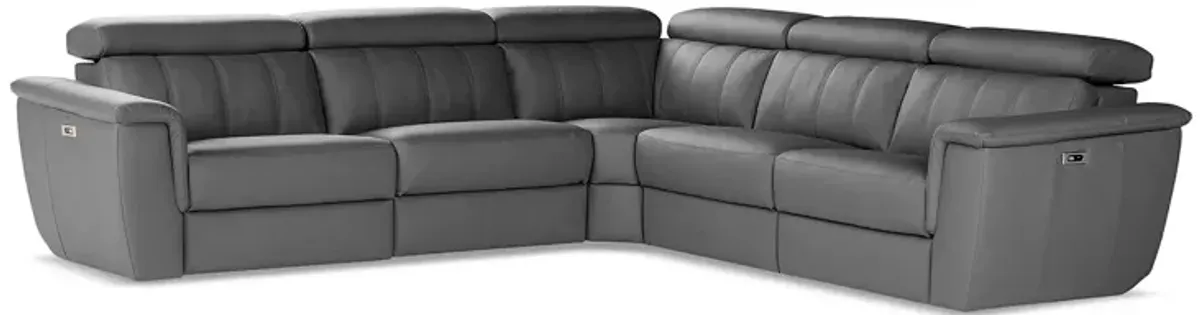 Giuseppi Nicoletti Trevi 5 Piece Power Reclining Leather Sectional 