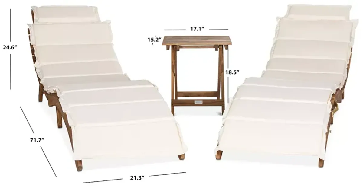 SAFAVIEH Pacifica 3 Piece Outdoor Lounge Set