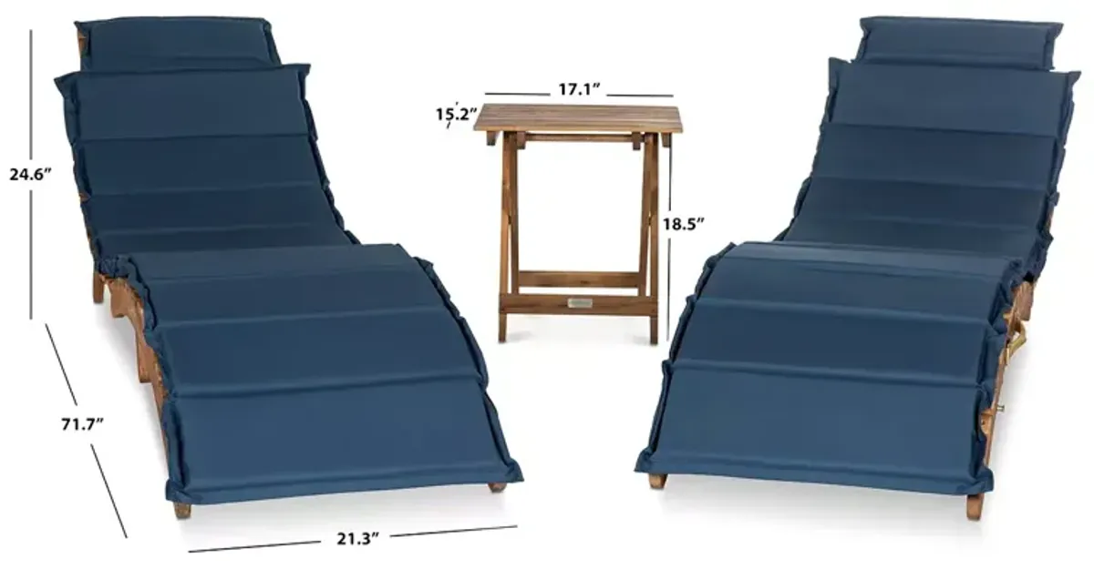 SAFAVIEH Pacifica 3 Piece Outdoor Lounge Set