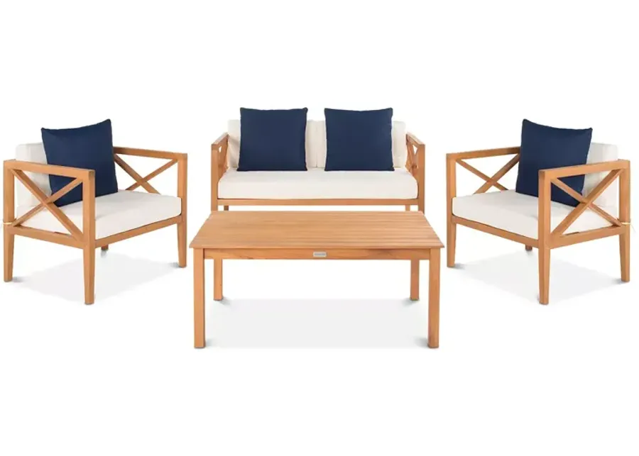 SAFAVIEH Nunzia 4 Piece Outdoor Living Set with Accent Pillows