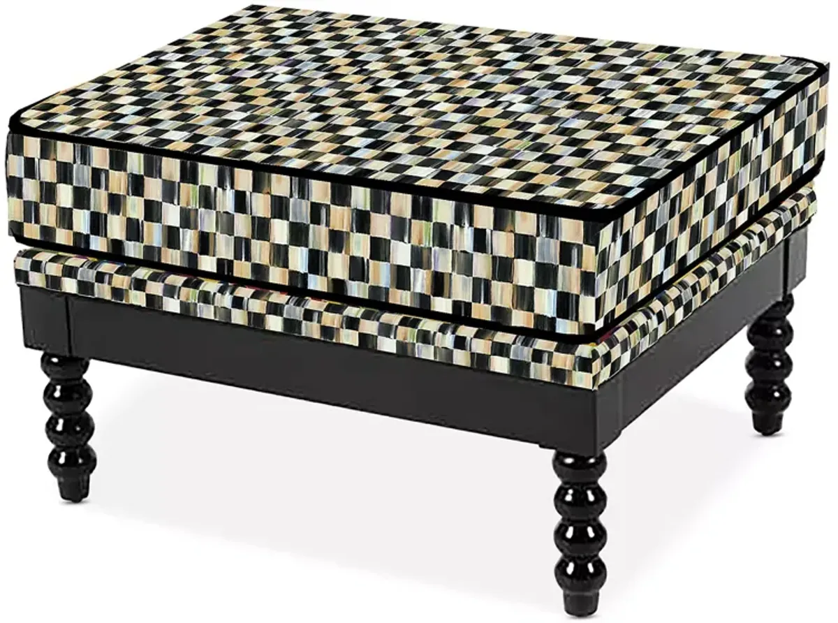 Mackenzie-Childs Spindle Check Outdoor Ottoman