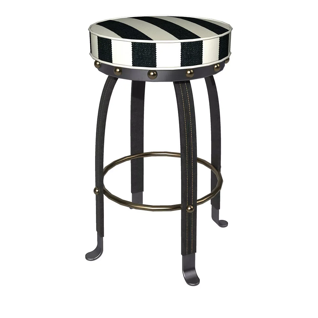 Mackenzie-Childs Black Flatiron Bar Stool 