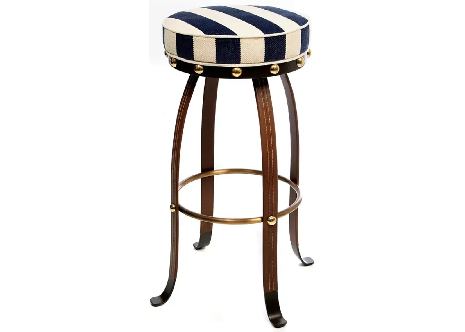 Mackenzie-Childs Navy Flatiron Bar Stool, 30"