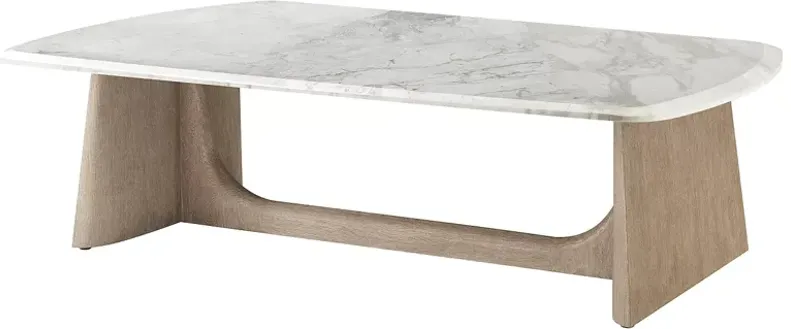 Theodore Alexander Repose Wooden Coffee Table with Marble Top