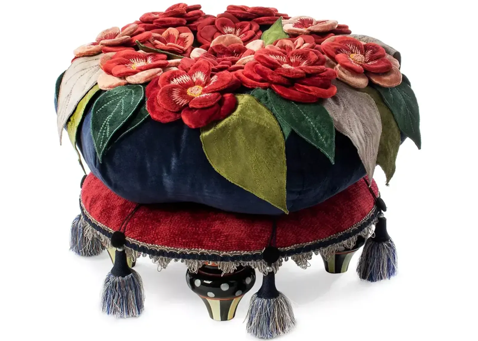 Mackenzie-Childs Bluetopia Kitano Footstool