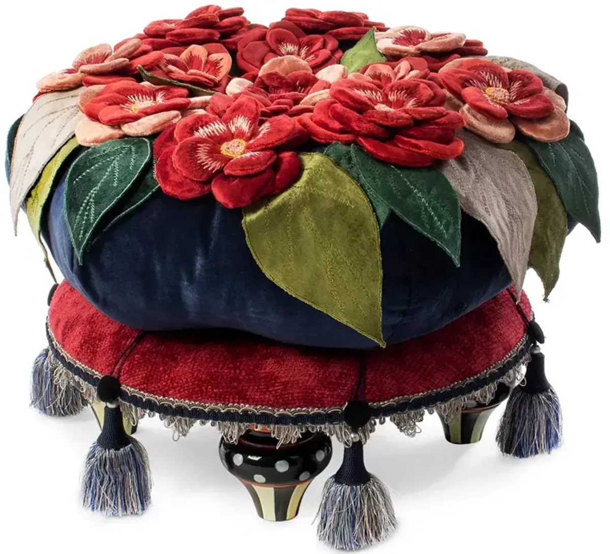 Mackenzie-Childs Bluetopia Kitano Footstool