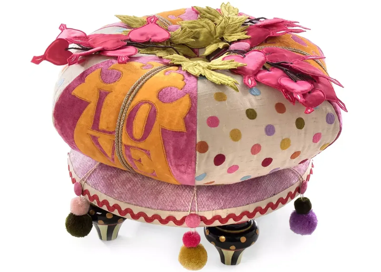 Mackenzie-Childs Bleeding Hearts Footstool 