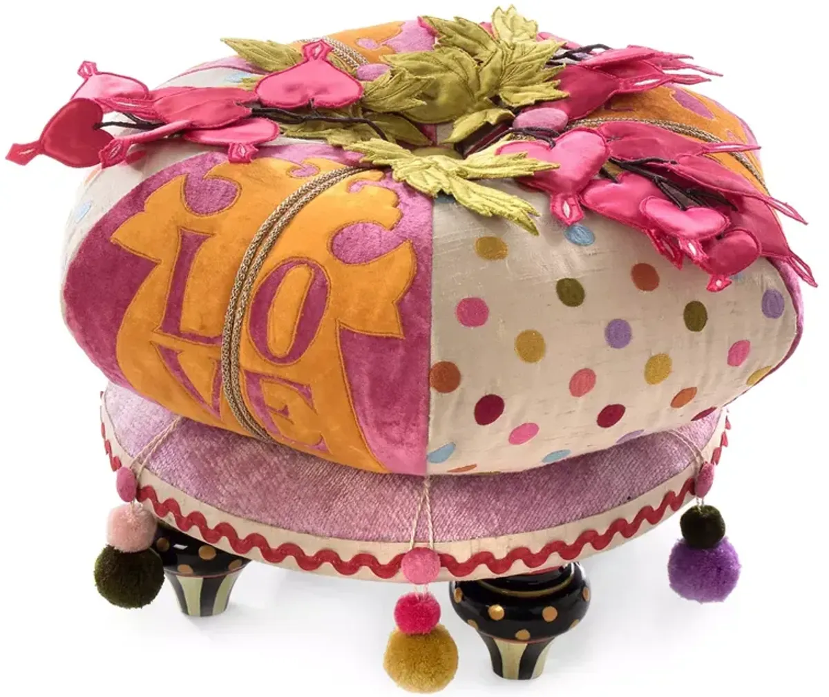 Mackenzie-Childs Bleeding Hearts Footstool 