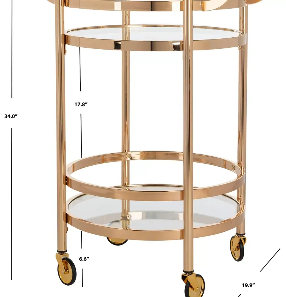 Safavieh Sienna Gold 2 Tier Round Bar Cart