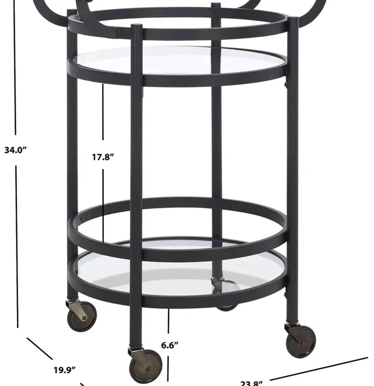 Safavieh Sienna Black 2 Tier Round Bar Cart