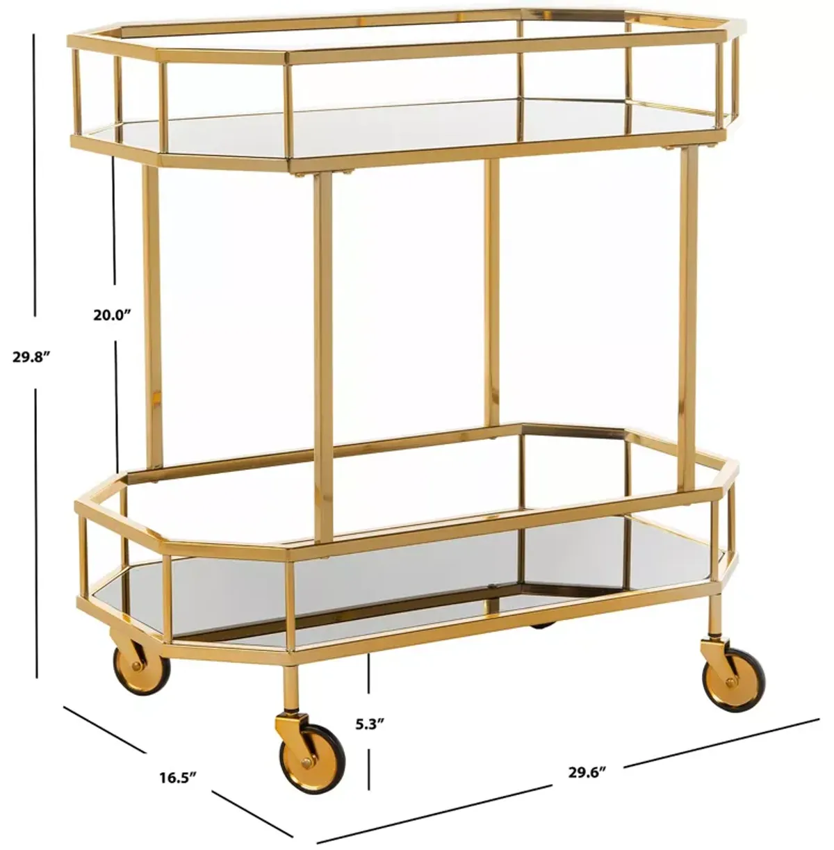 Safavieh Silva Brass 2 Tier Octagon Bar Cart