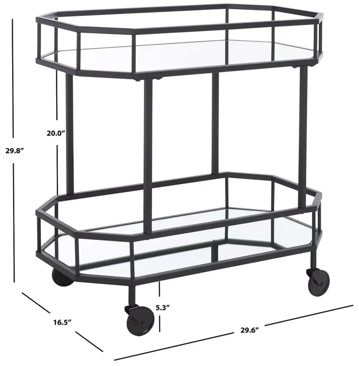 Safavieh Silva Black 2 Tier Octagon Bar Cart