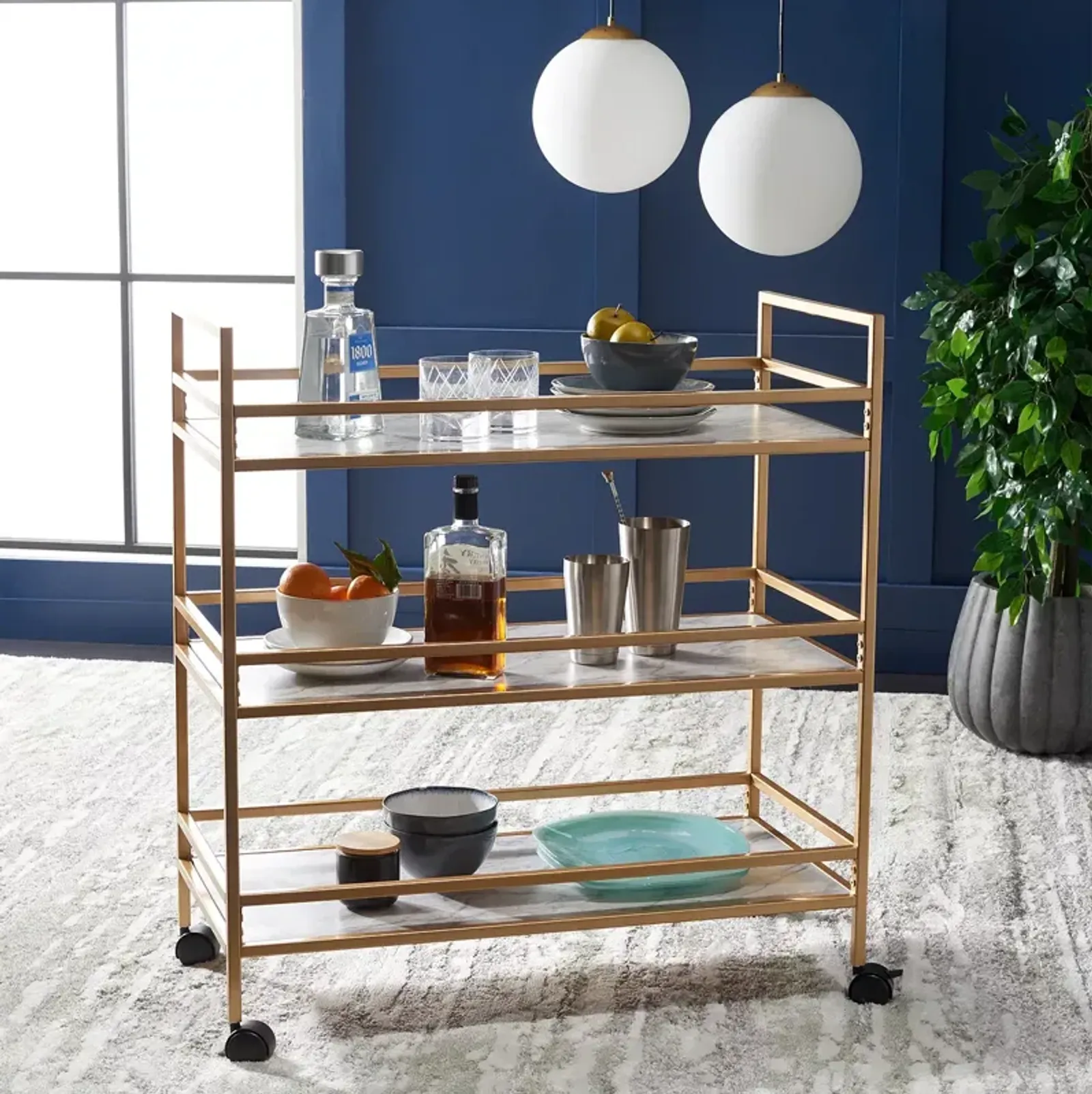 Safavieh Idria 3 Tier Gold Bar Cart