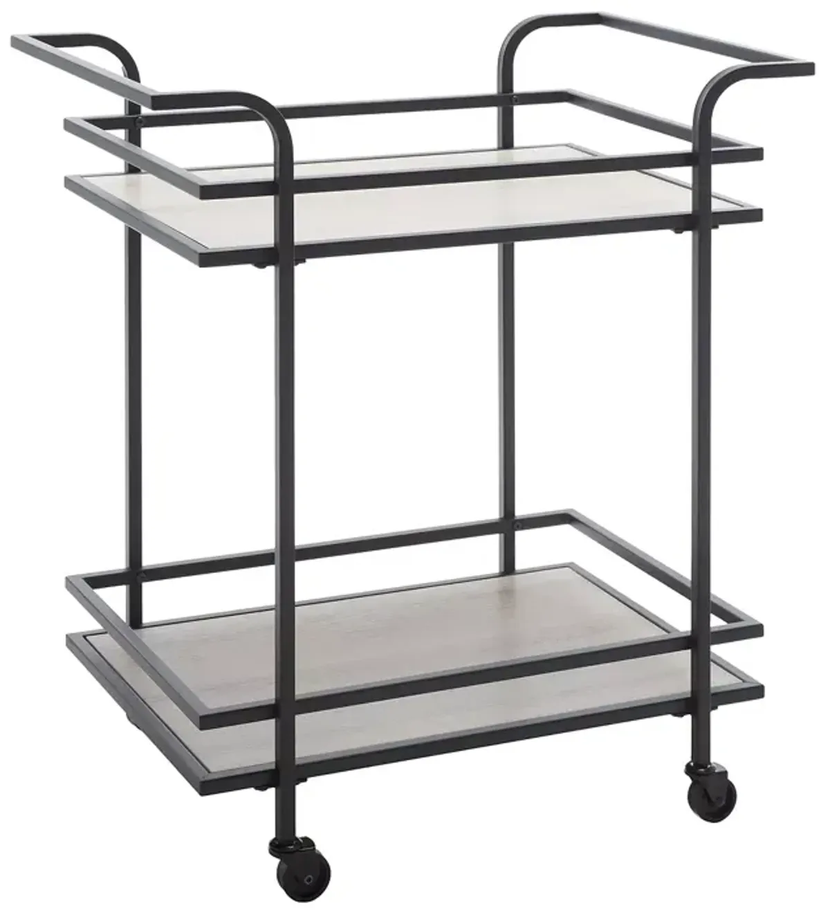 Safavieh Lameris 2 Tier Matte Black Bar Cart with Handles