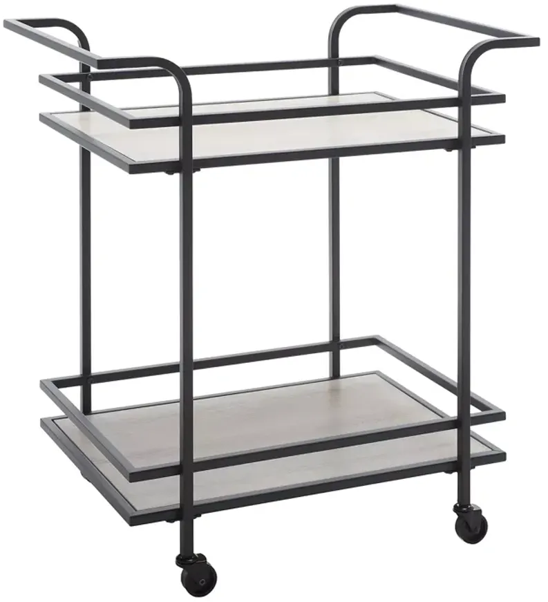 Safavieh Lameris 2 Tier Matte Black Bar Cart with Handles