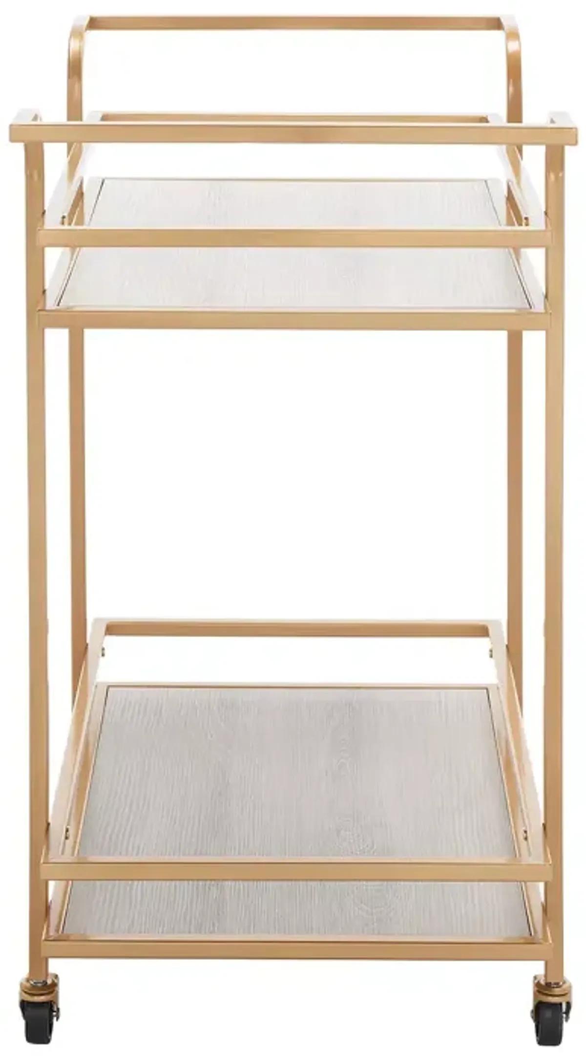 Safavieh Lameris 2 Tier Matte Gold Bar Cart with Handles