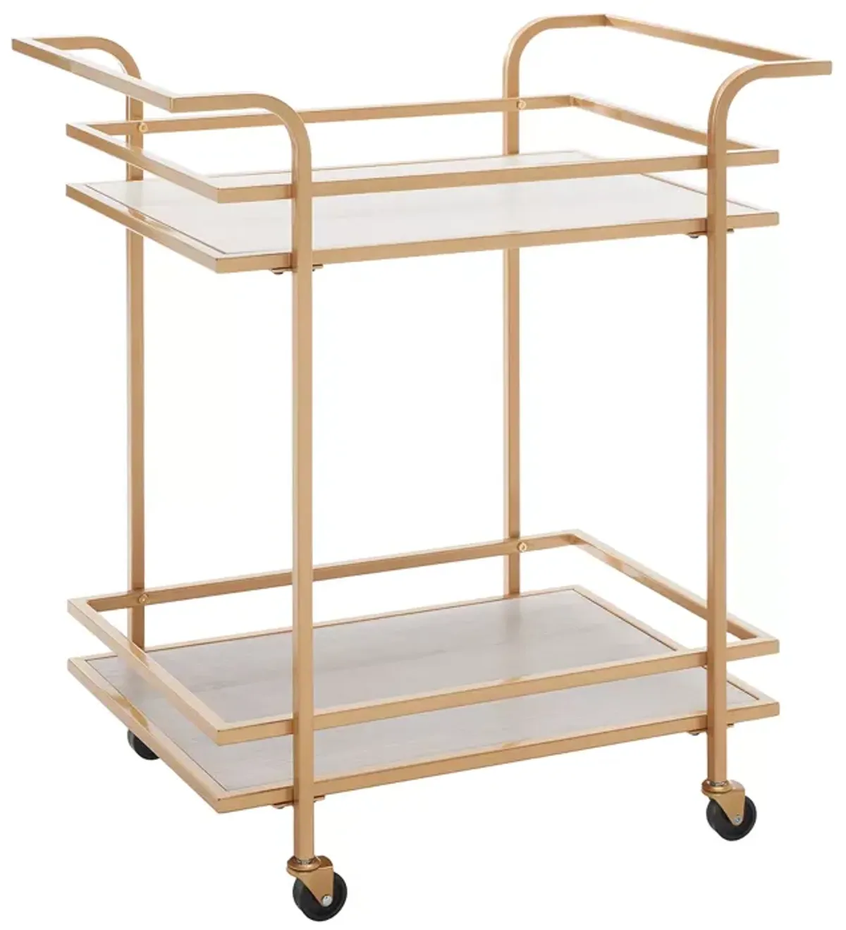 Safavieh Lameris 2 Tier Matte Gold Bar Cart with Handles