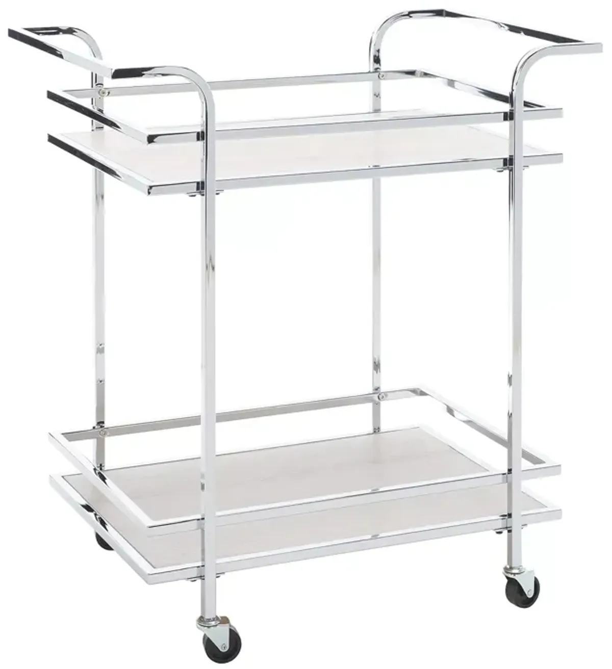 Safavieh Lameris 2 Tier Chrome Bar Cart with Handles