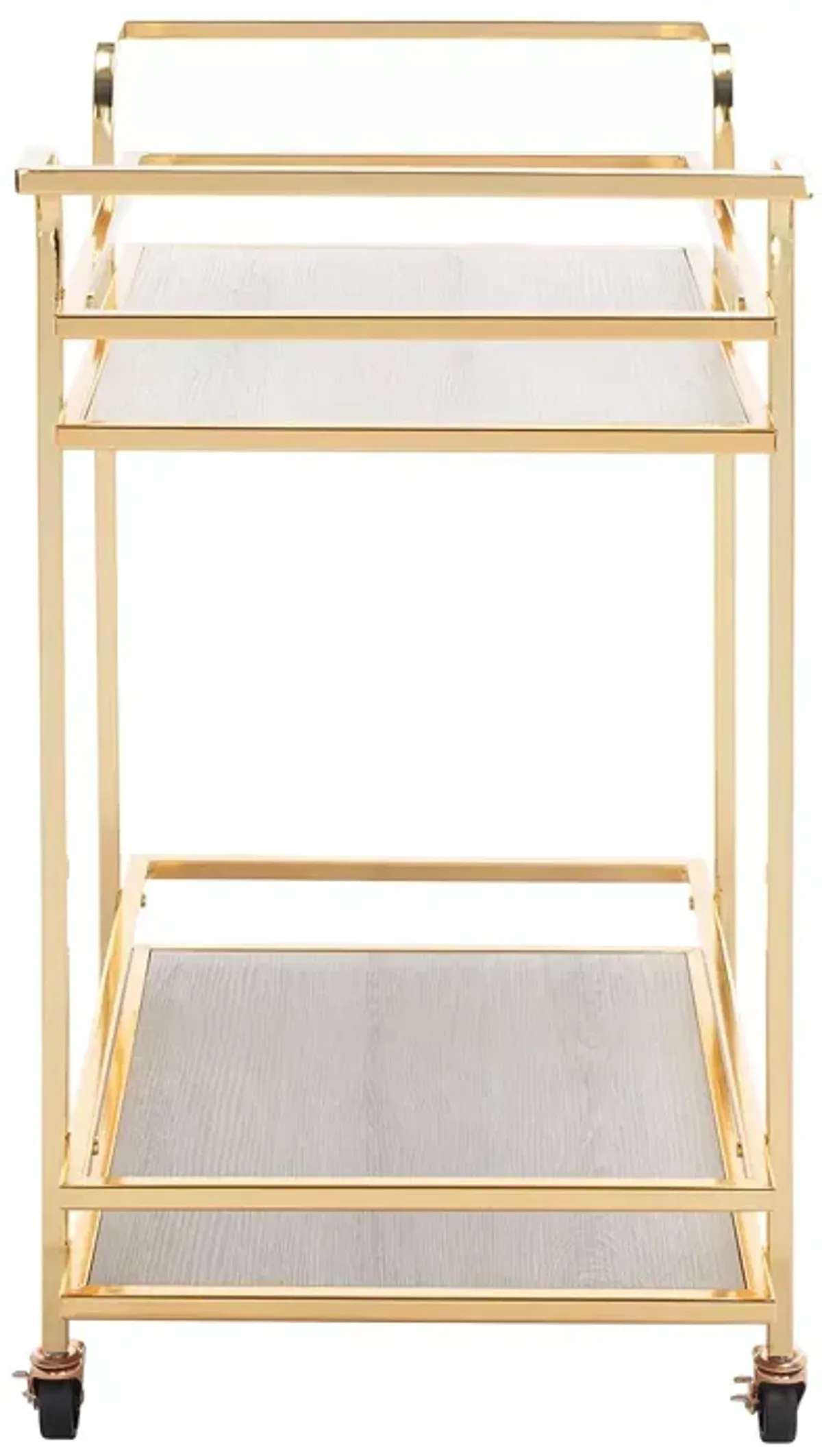 Safavieh Lameris 2 Tier Gold Bar Cart with Handles