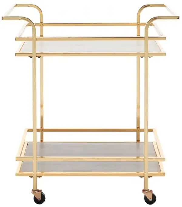 Safavieh Lameris 2 Tier Gold Bar Cart with Handles