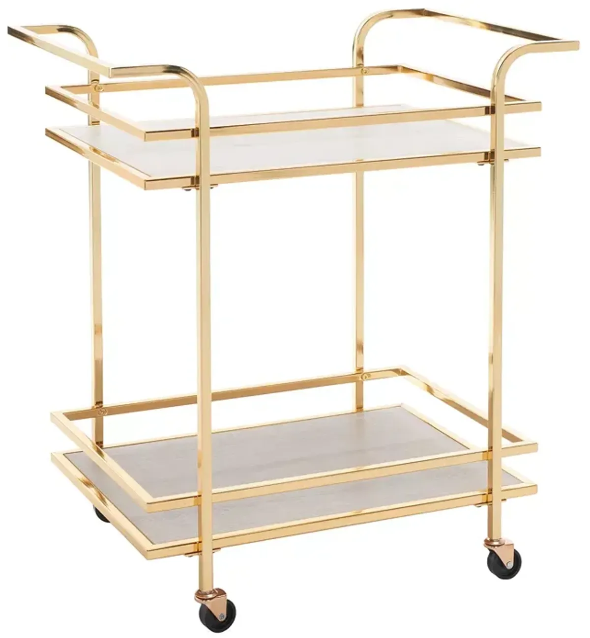 Safavieh Lameris 2 Tier Gold Bar Cart with Handles