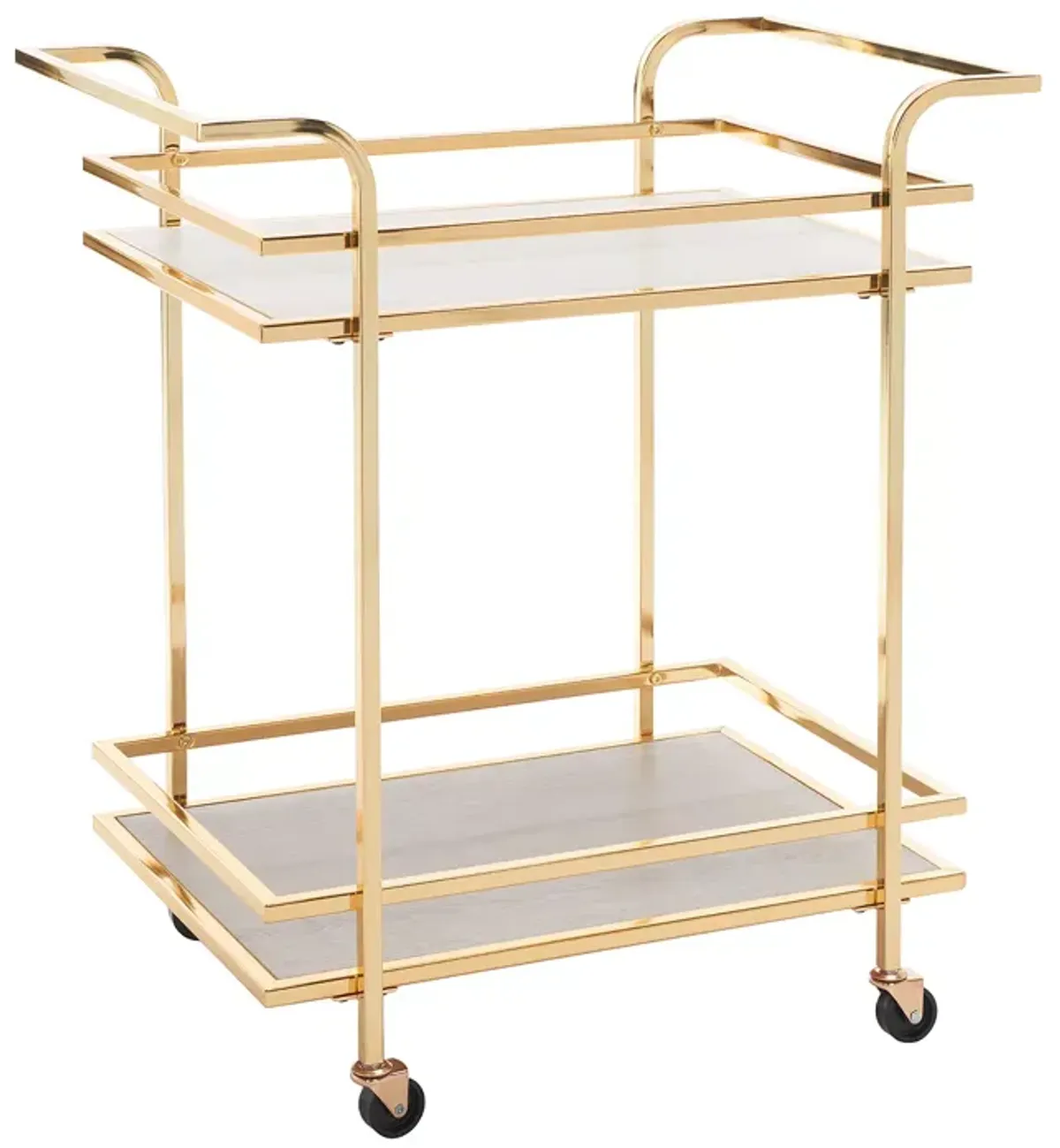 Safavieh Lameris 2 Tier Gold Bar Cart with Handles