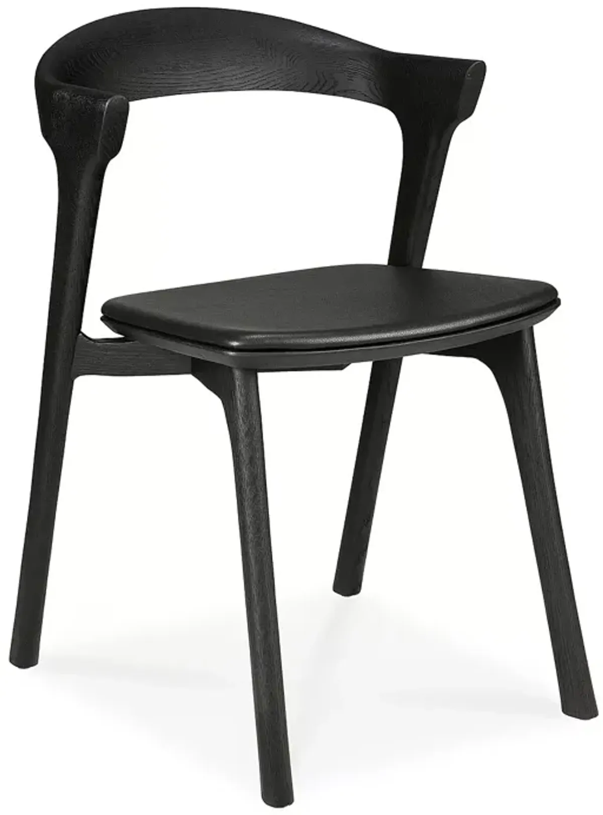 Ethnicraft Bok Dining Chair, Oak Black with Black Leather