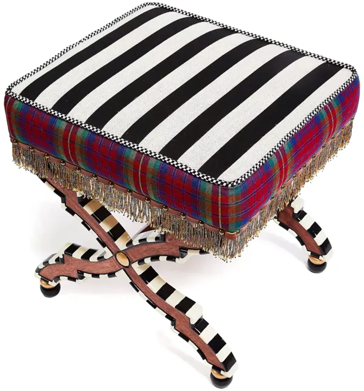 Mackenzie-Childs On Wall Street Stripe Cushioned Accent Stool