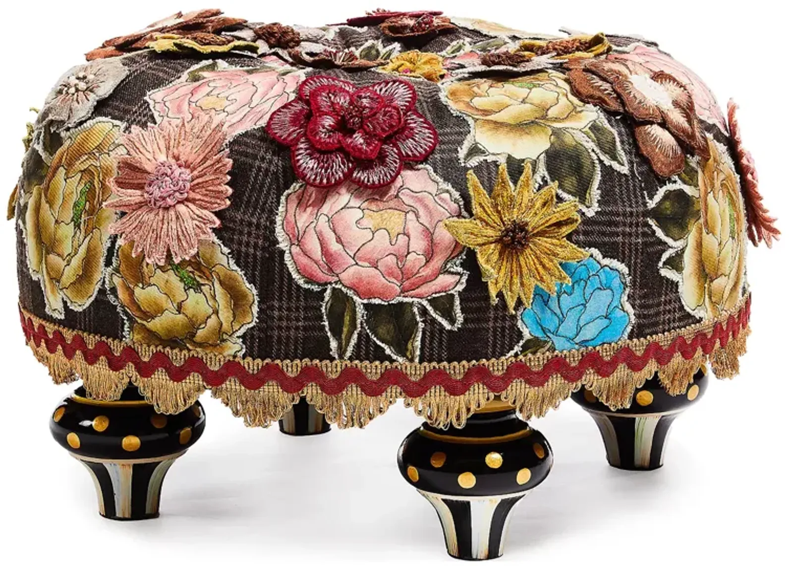 Mackenzie-Childs Field Study Floral Tufted Footstool