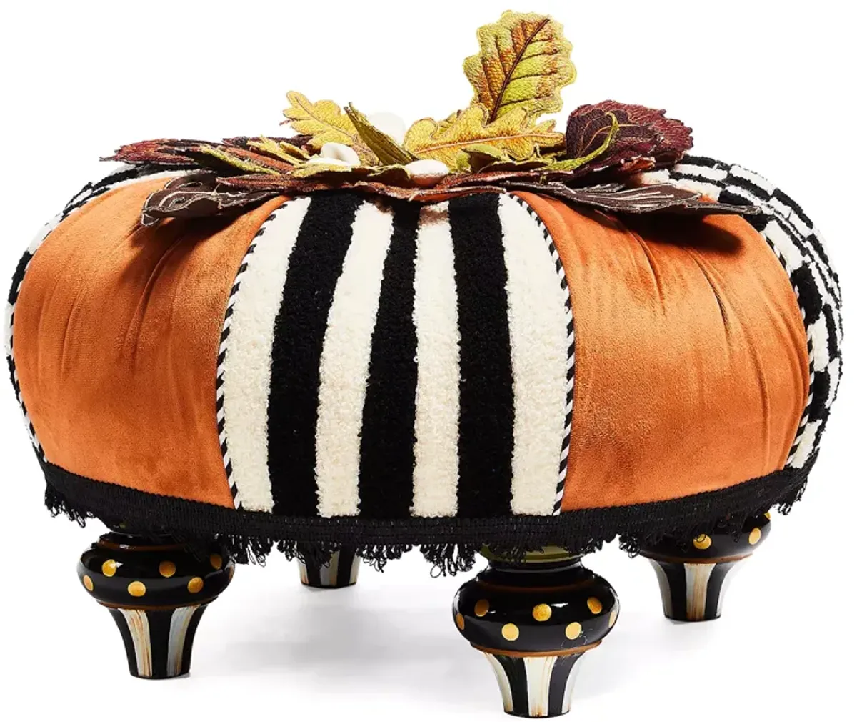 Mackenzie-Childs Harvest Check and Stripe Tufted Footstool