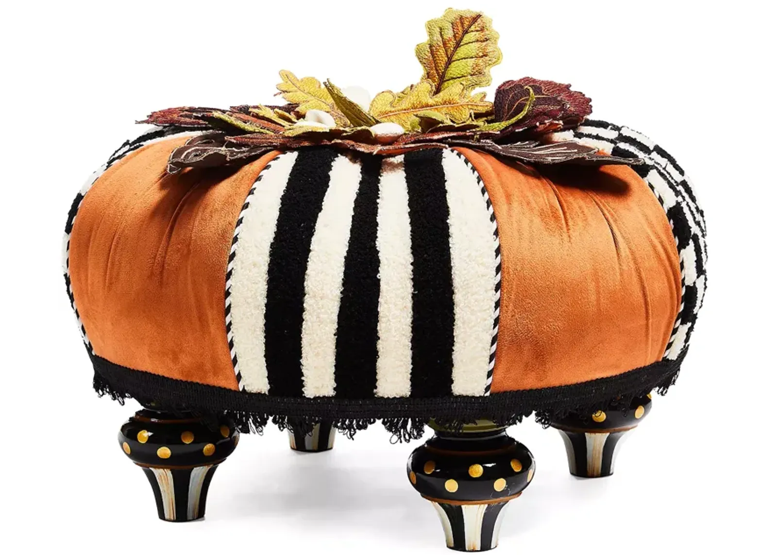 Mackenzie-Childs Harvest Check and Stripe Tufted Footstool